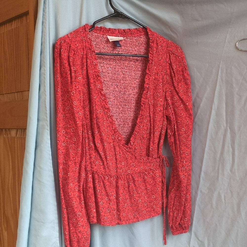 Red Floral Blouse
